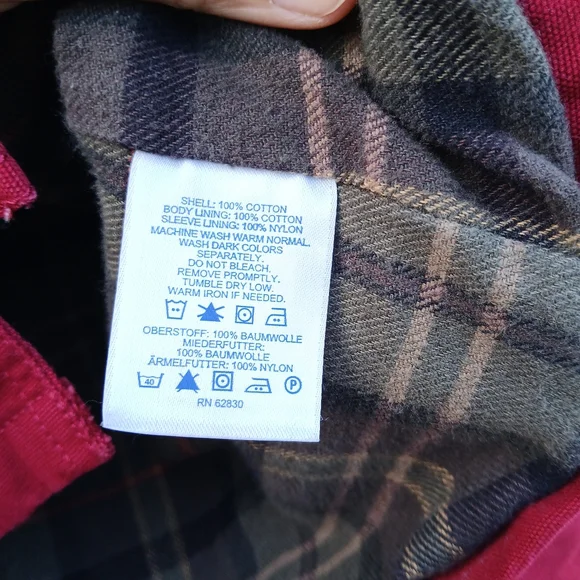 Lands' End Red Barn Coat Jacket with Brown Collar - Picture 6 of 7